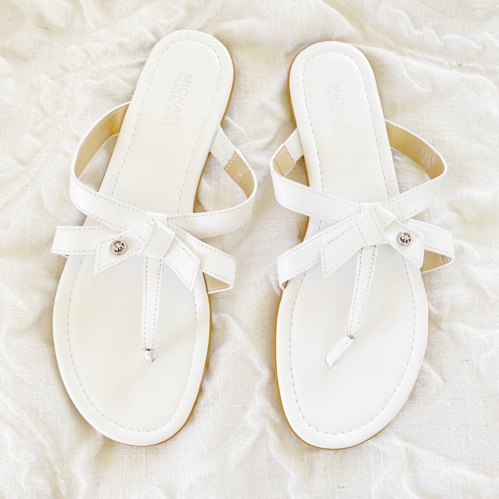 Michael Kors White Leather Sandals Size 8 New